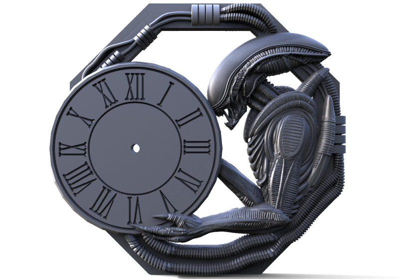 Alien Wall Clock CNC 3D 打印模型 .c4d .max .obj .3ds .fbx .stl .blend 