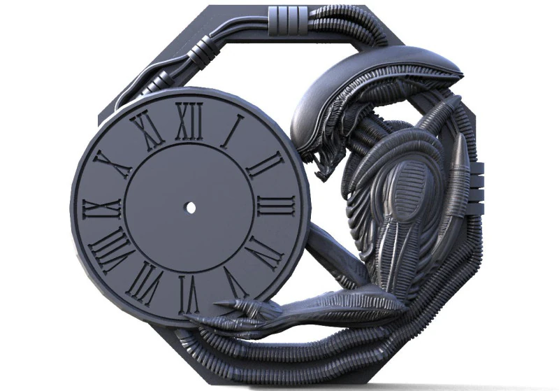 Alien Wall Clock CNC 3D Print Model .c4d .max .obj .3ds .fbx .stl .blend 