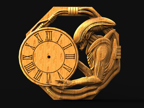 Alien Wall Clock CNC 3D Print Model