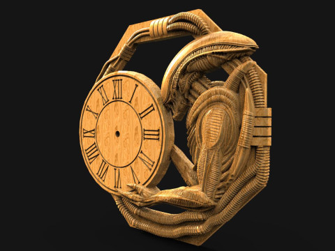 Alien Wall Clock CNC 3D 打印模型