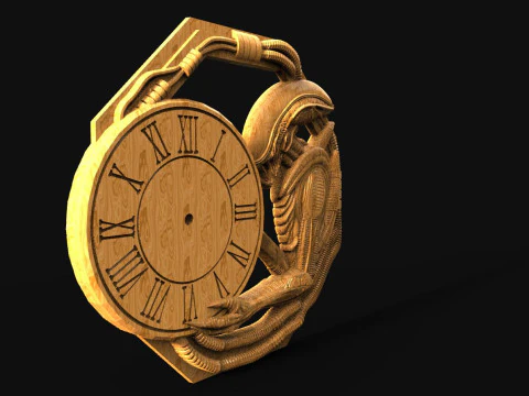 Alien Wall Clock CNC 3D Print Model