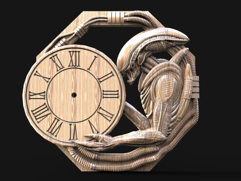 Alien Wall Clock CNC 3D 打印模型