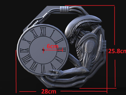 Alien Wall Clock CNC 3D 打印模型