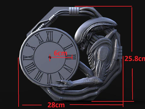Alien Wall Clock CNC 3D Print Model