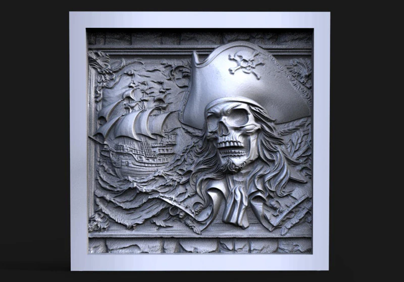 Pirate Skull CNC 3D Print Model .c4d .max .obj .3ds .fbx .stl .blend