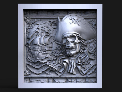 Pirate Skull CNC 3D Print Model