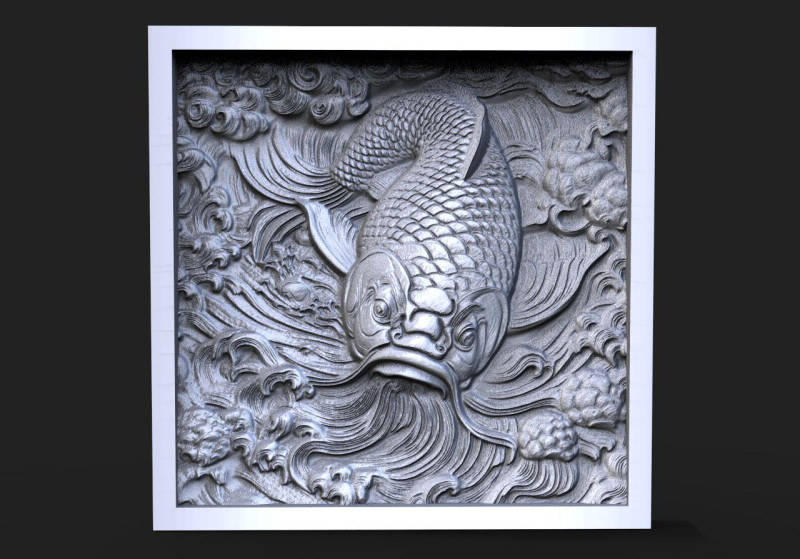 Koi fish CNC 3D Baskı Modeli .c4d .max .obj .3ds .fbx .stl .blend 
