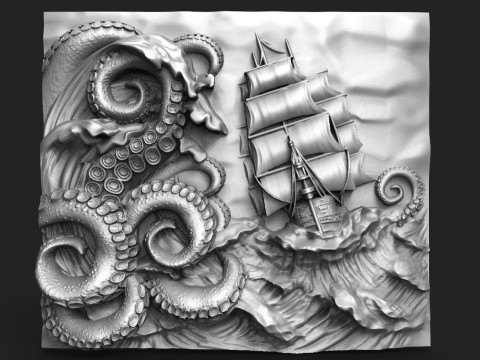 Ship and tentacles CNC 3D Принт Модель