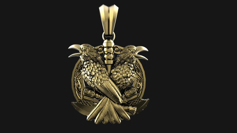 Viking crow pendant 3D Print Model .c4d .max .obj .3ds .fbx .stl .blend 