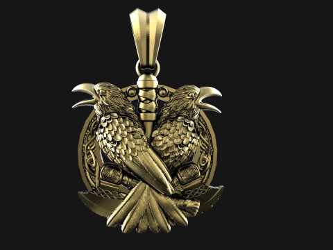 Viking crow pendant 3D Принт Модель