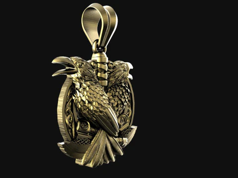 Viking crow pendant 3D Print Model