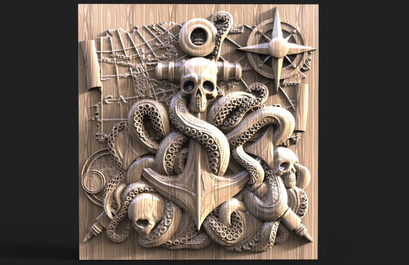 Anchor and tentacles CNC 3D Print Model .c4d .max .obj .3ds .fbx .stl .blend