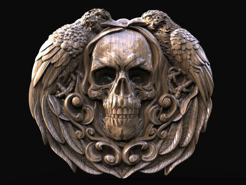 Skull and crows CNC 3D Print Model