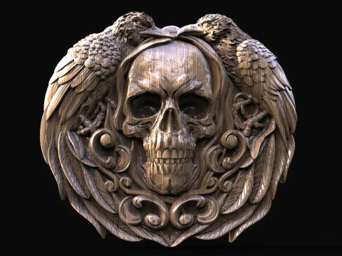 두개골과 까마귀 CNC 3D 프린트 모델