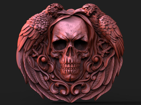Skull and crows CNC 3D Print Model