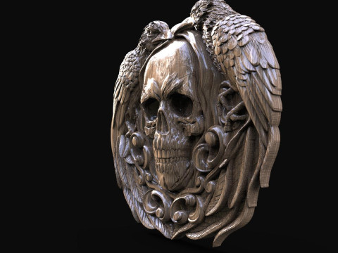 Skull and crows CNC 3D Print Model