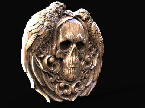 Skull and crows CNC 3D Print Model