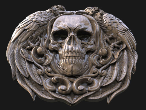 Skull and crows CNC 3D Print Model