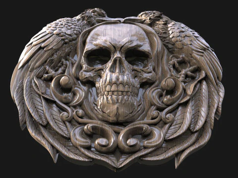 Skull and crows CNC 3D Print Model