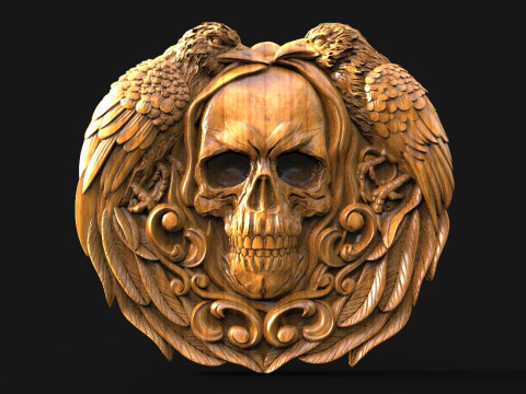 Skull and crows CNC 3D Print Model