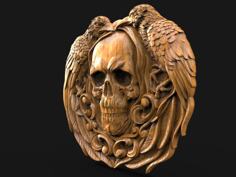 Skull and crows CNC 3D Print Model
