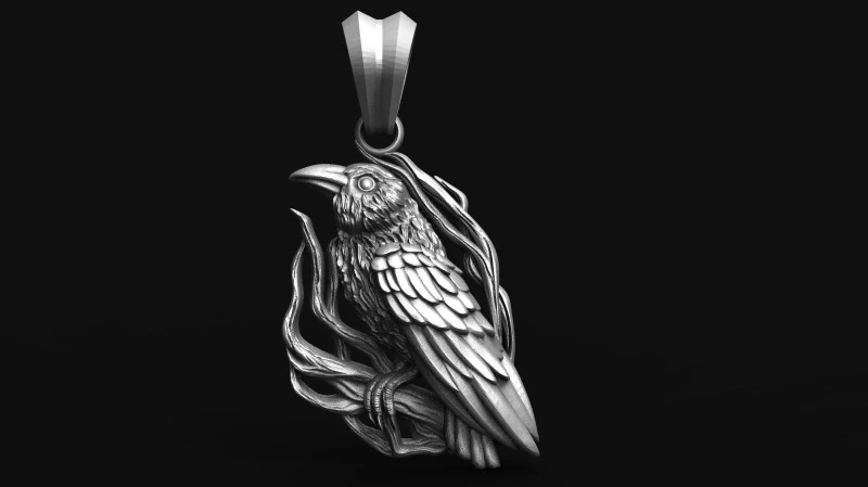 Crow pendant 3D Print Model .c4d .max .obj .3ds .fbx .stl .blend 