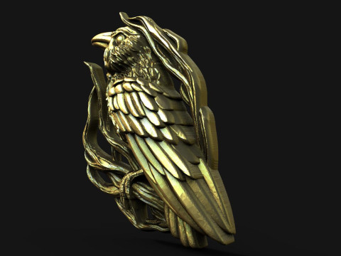 Crow pendant 3Dプリントモデル