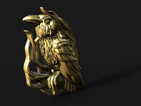 Crow pendant 3Dプリントモデル