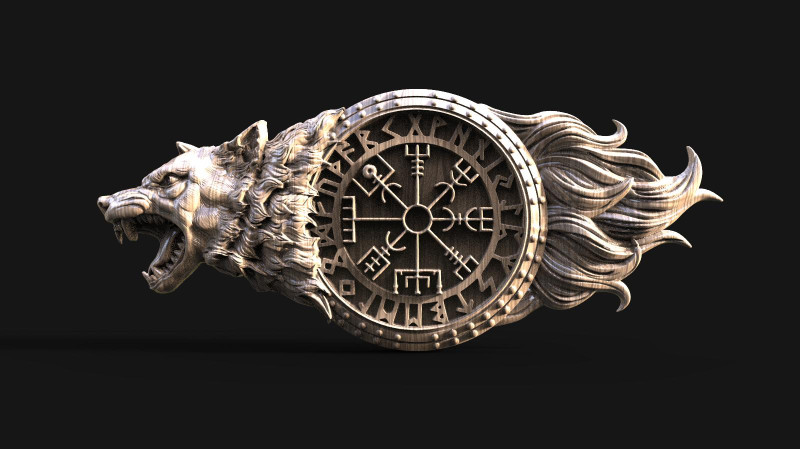 Viking wolf CNC 3D Print Model .c4d .max .obj .3ds .fbx .stl .blend