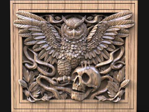 Owl and skull CNC 3D Print Model