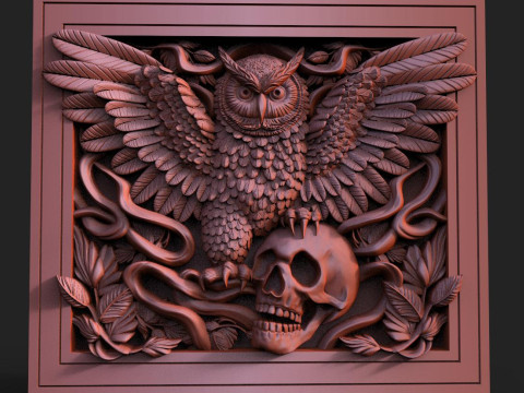 Owl and skull CNC Modello di stampa 3D