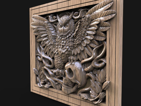 Owl and skull CNC Modello di stampa 3D