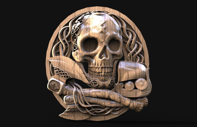 Viking skull CNC 3Dプリントモデル .c4d .max .obj .3ds .fbx .stl .blend 
