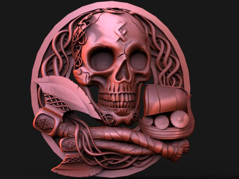 Viking skull CNC 3D Print Model