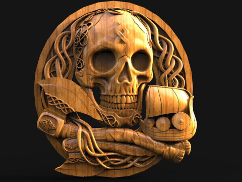 Viking skull CNC 3Dプリントモデル