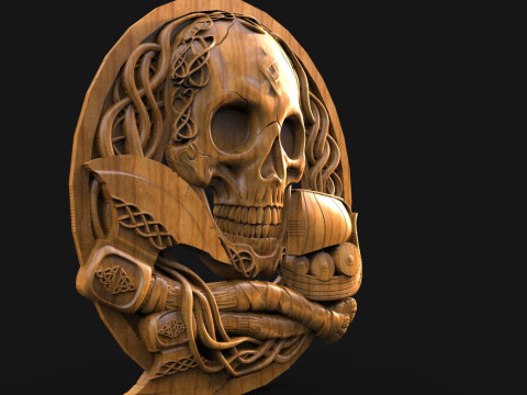 Viking skull CNC 3Dプリントモデル