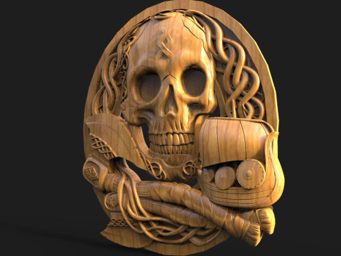 Viking skull CNC 3Dプリントモデル