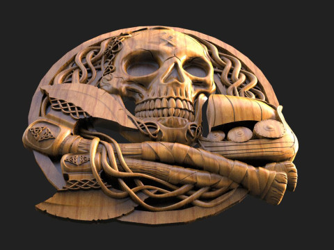 Viking skull CNC 3Dプリントモデル