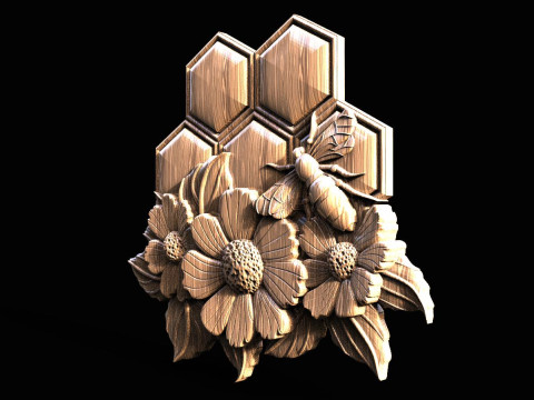 Bee and flowers CNC Modèles 3D en vedette