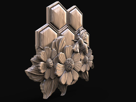 Bee and flowers CNC Modèles 3D en vedette