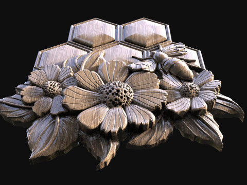 Bee and flowers CNC Modèles 3D en vedette