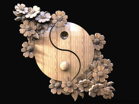 Yin Yang und Blumen CNC 3D Druckmodell
