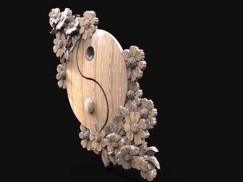 Yin Yang and flowers CNC 3Dプリントモデル