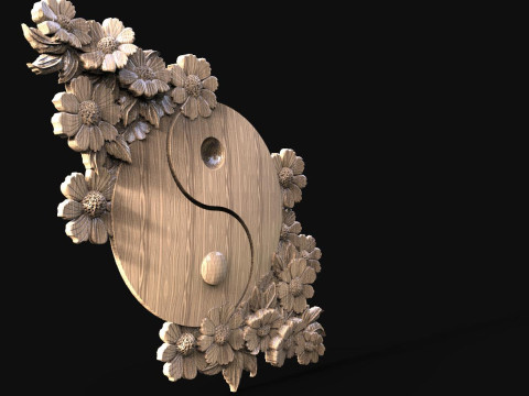 Yin Yang and flowers CNC 3Dプリントモデル