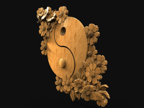 Yin Yang and flowers CNC 3Dプリントモデル