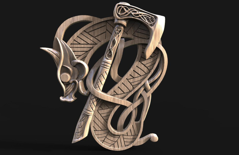 Viking Dragon CNC 3Dプリントモデル .c4d .max .obj .3ds .fbx .stl .blend 
