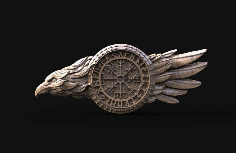 Viking crow CNC 3D प्रिंट मॉडल .c4d .max .obj .3ds .fbx .stl .blend 