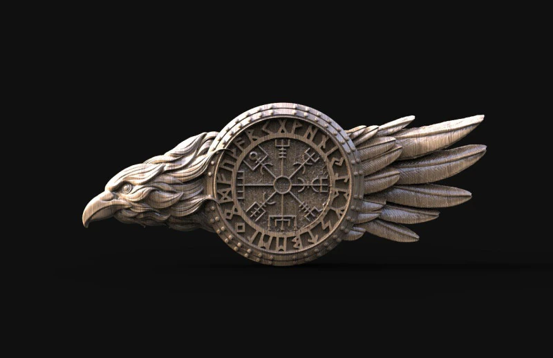Viking crow CNC 3D Print Model .c4d .max .obj .3ds .fbx .stl .blend 