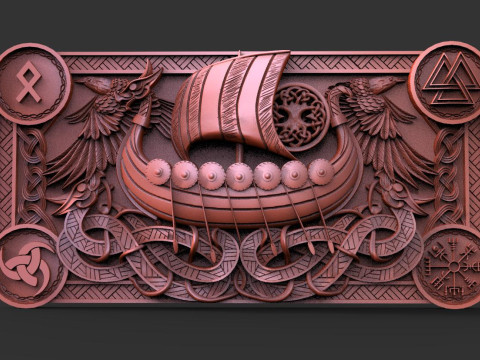 Viking ship CNC Model do druku 3D