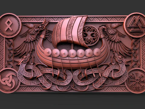 Vikingschip CNC 3D printmodel